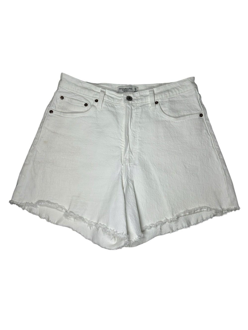 Abercrombie Curve Love The Dad Short High Rise White Denim Shorts 29 Size 8